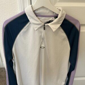 Oakley Shirt Mens Medium white Vintage Quarter Zip Long Sleeve Training Athletic